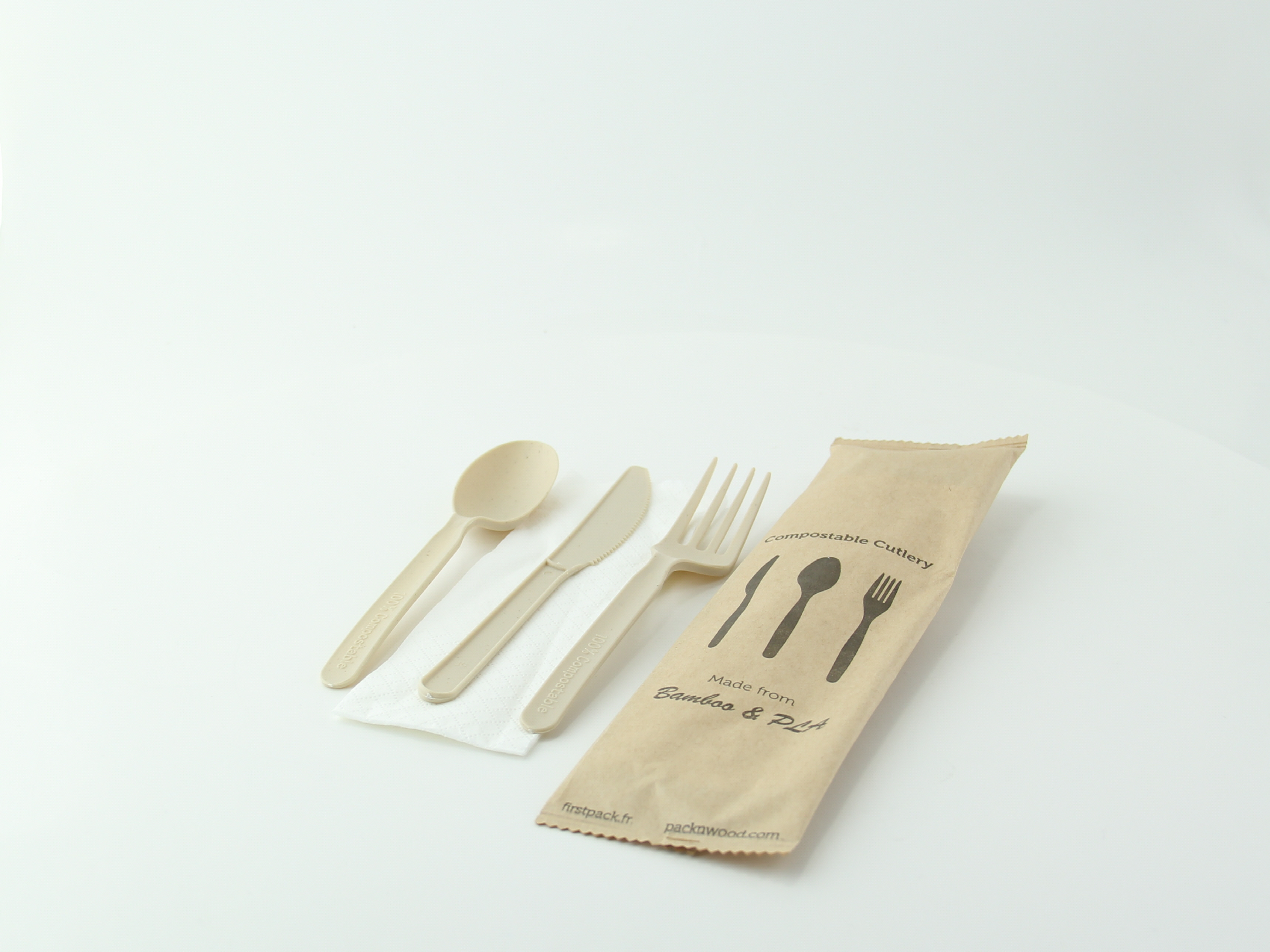 Set Cubiertos Reutilizables Bambu Compostables - Bio Packaging