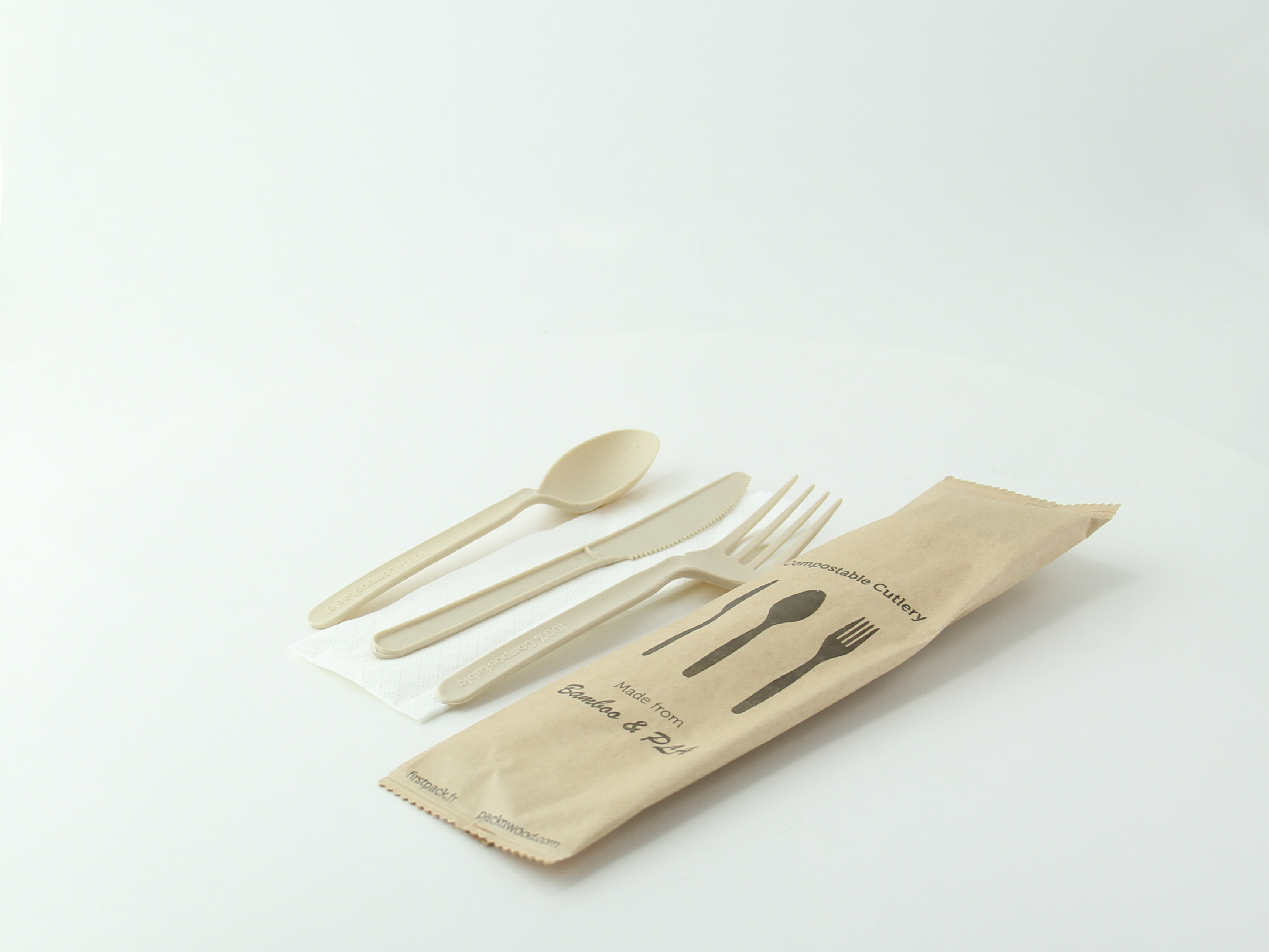 Set Cubiertos Reutilizables Bambu Compostables - Bio Packaging