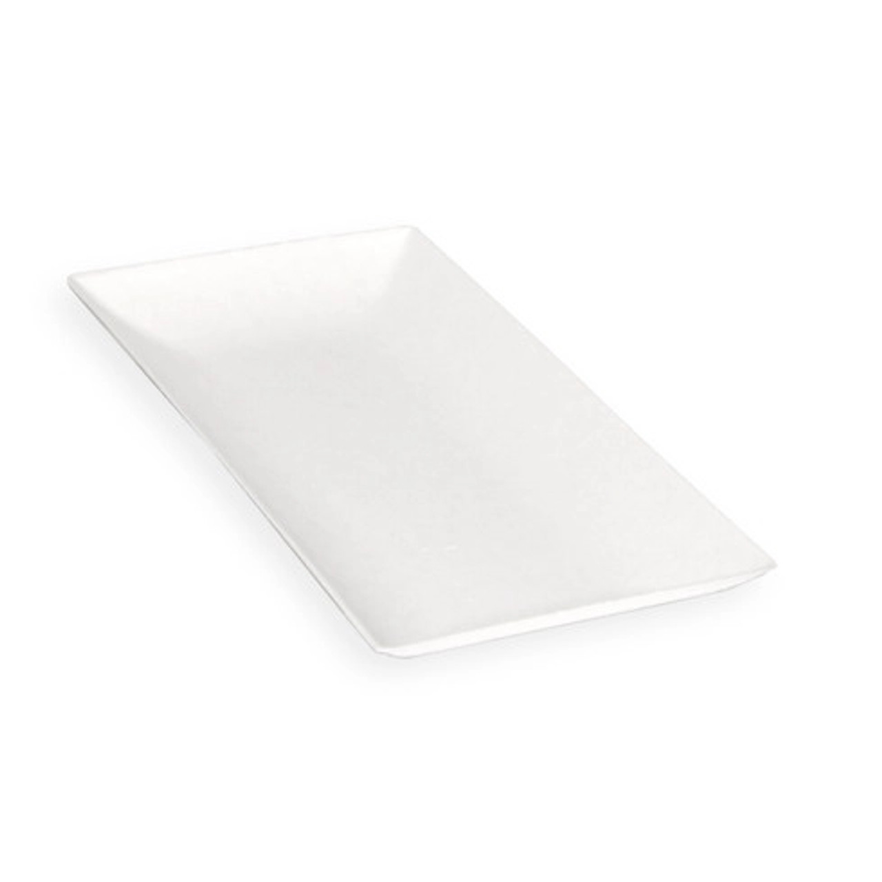 Bio n Chic Rectangular White Sugarcane Plate L:7in W:3.5in H:0.5in - 100 pcs