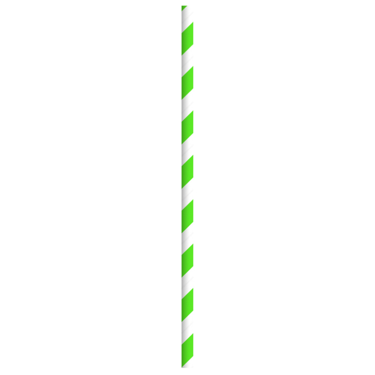 Durable Green & White Striped Paper Straws - Wrapped D:0.2in L:8.3in - 500 pcs