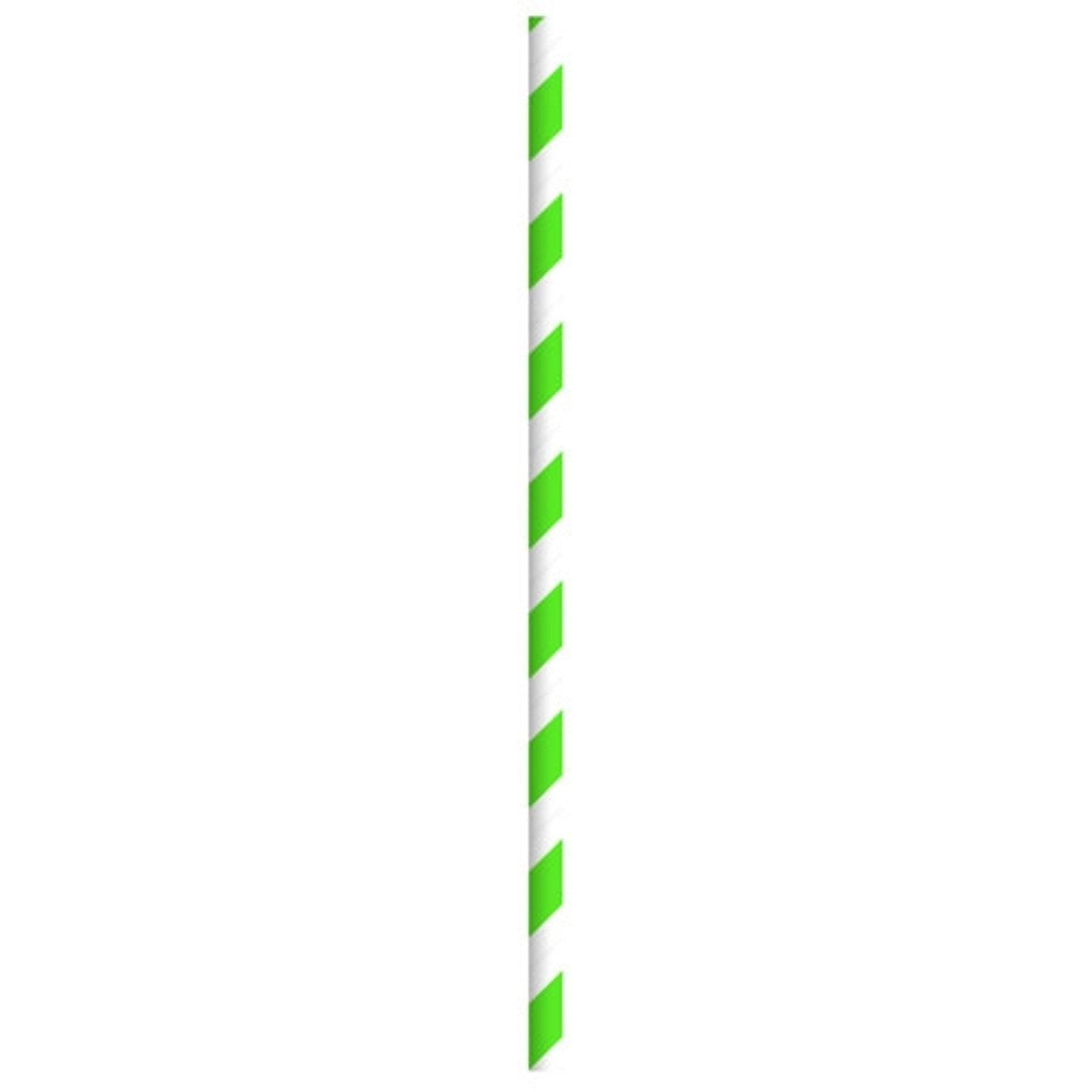 Durable Green & White Striped Paper Straws - Wrapped D:0.2in L:8.3in - 500 pcs
