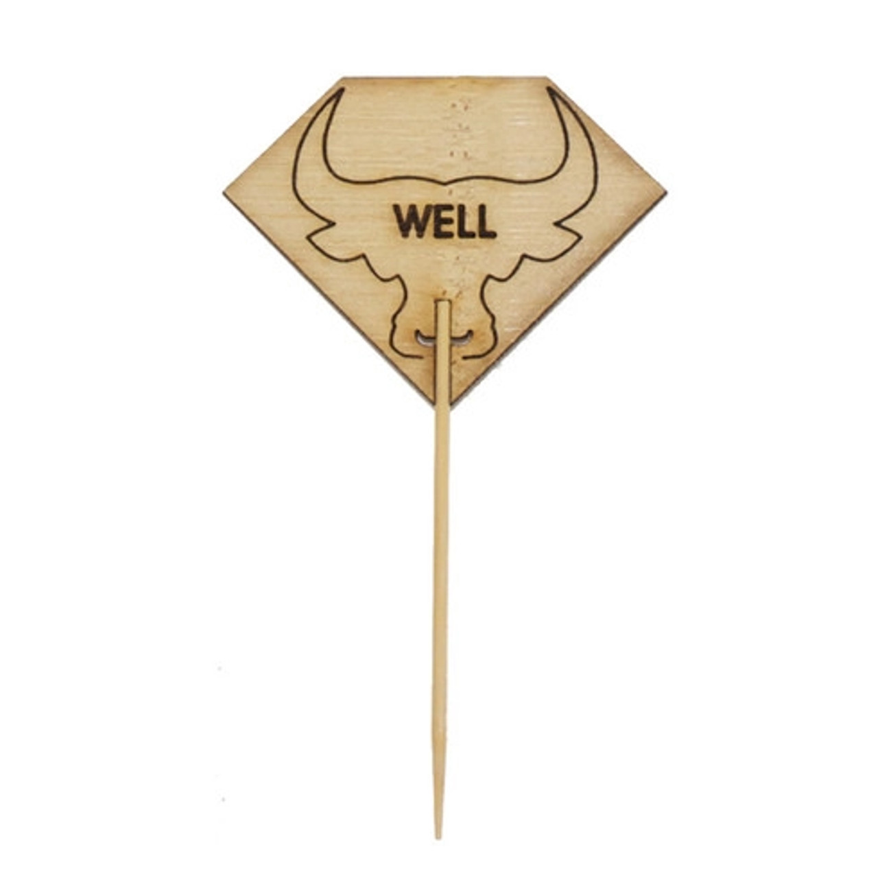 Diamond Shaped Steak Markers with Bull Head Well L:3.7in W:2.1in - 100 pcs