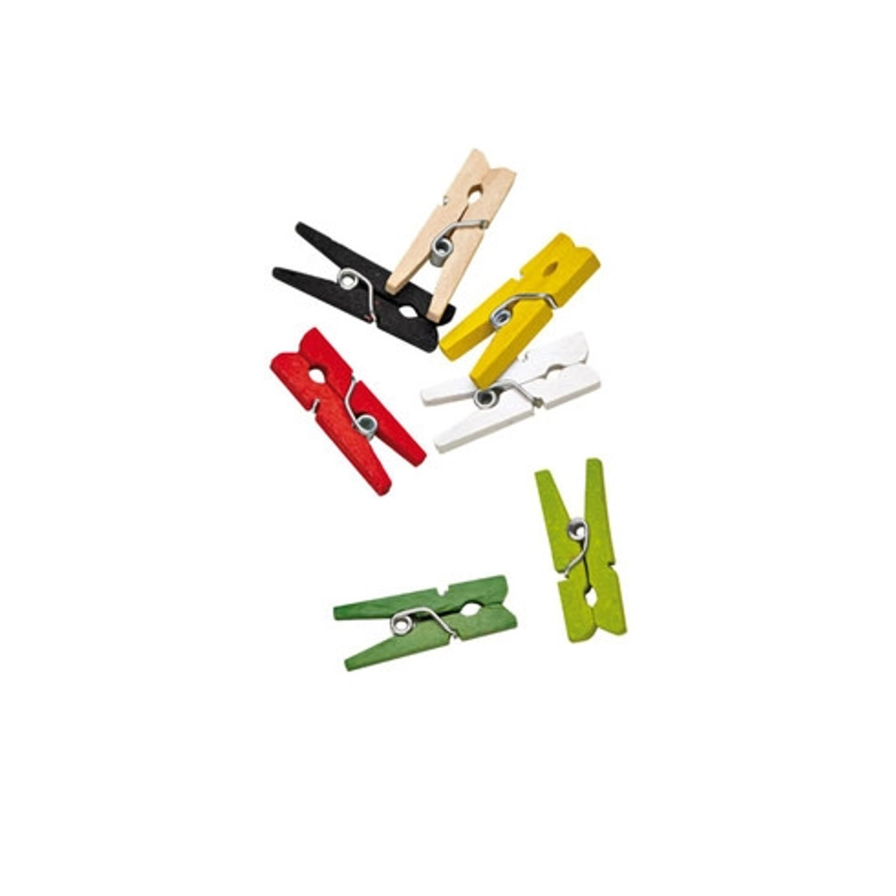 Assorted Colors Mini Wooden Clothespin L:1in W:0.36in - 100 pcs
