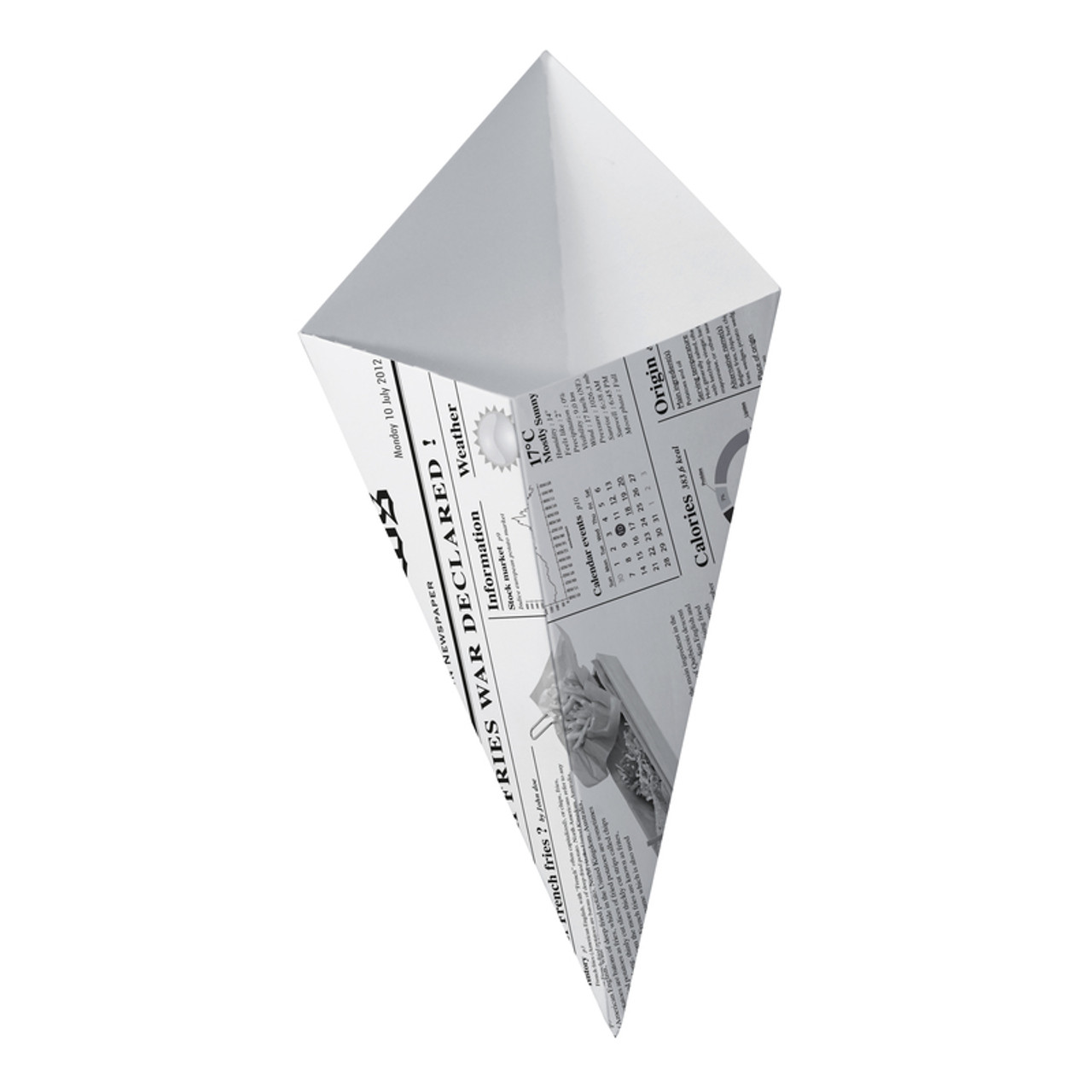 Paper Cones with Newspaper Print 6.3 inch - 125 Pcs Pack