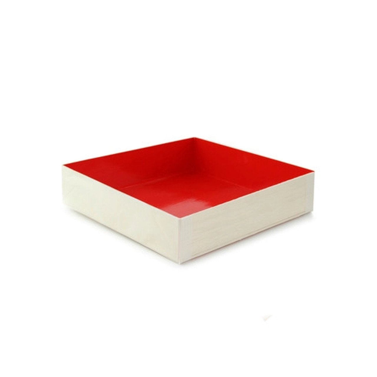 Wooden Folding Box with Red Shiny Interior L:6.3in W:6.3in H:1.4in - 100 pcs