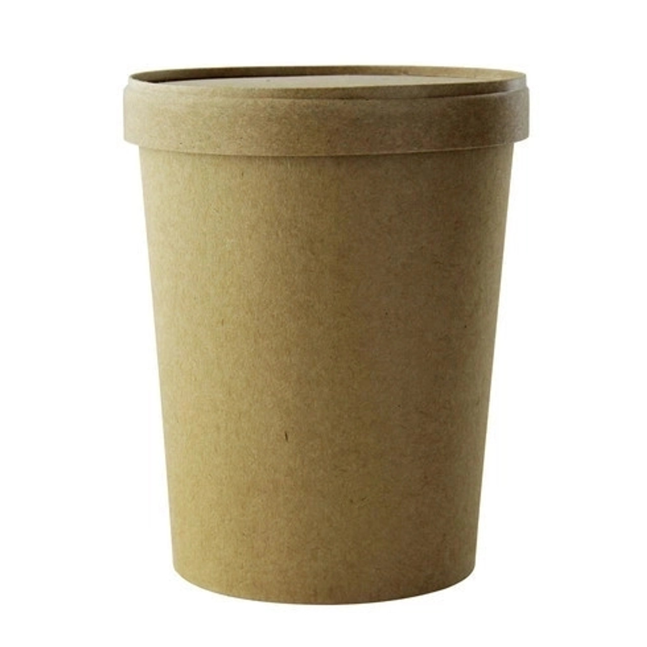 Brown Kraft Soup Cup with Kraft Lid Included 32oz D:4.5in H:5.5in - 25 pcs