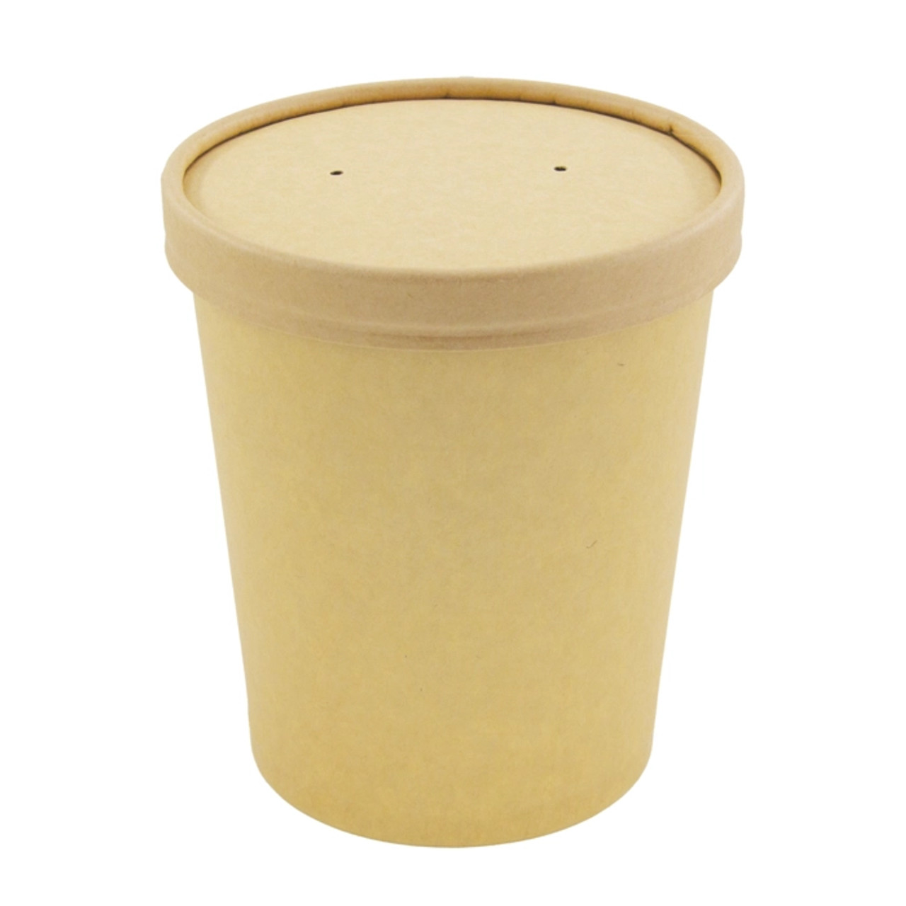 Brown Kraft Soup Cup with Kraft Lid Included 32oz D:4.5in H:5.5in - 25 pcs