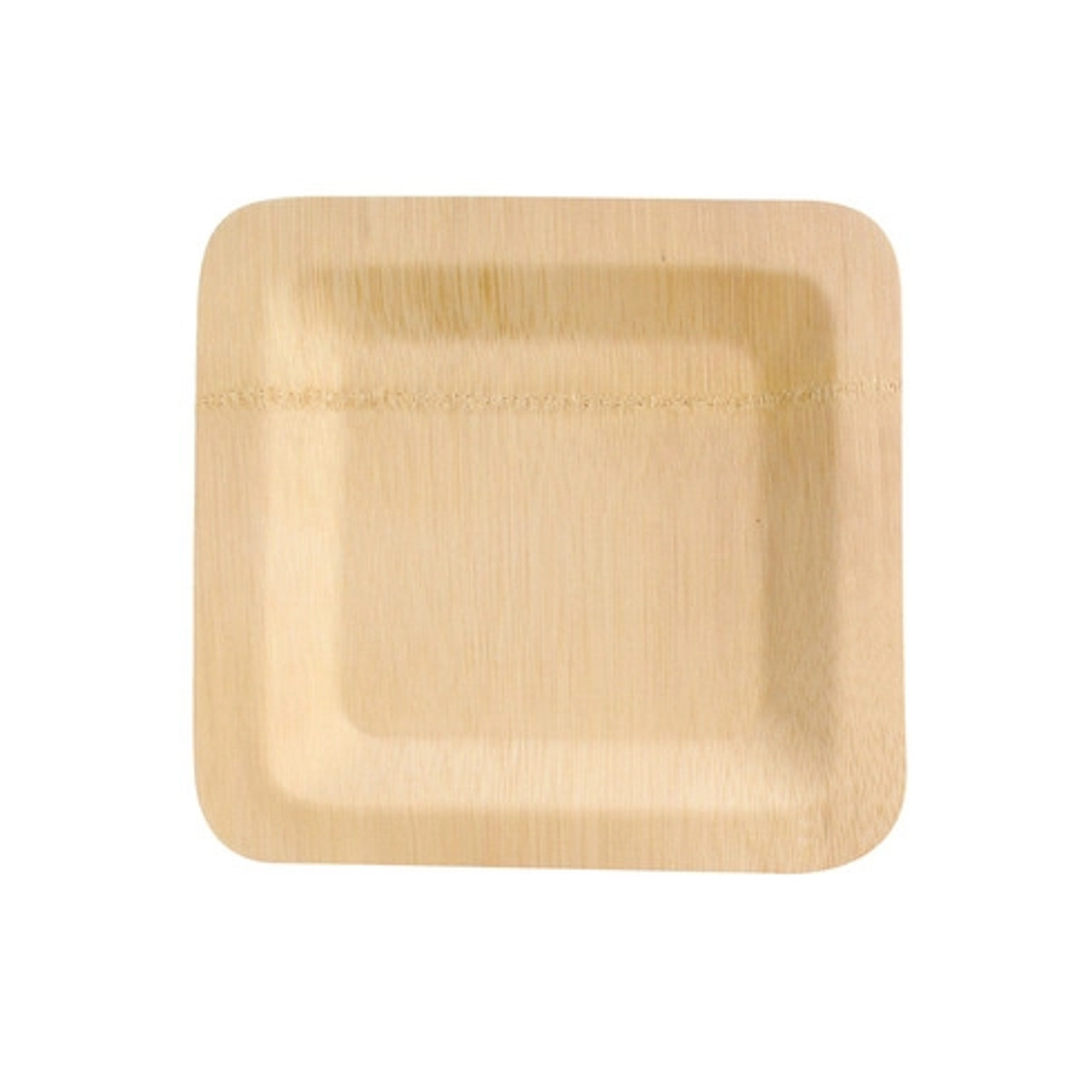 Bamboo Veneer Square Plate L:10in W:10in H:0.55in - 25 pcs