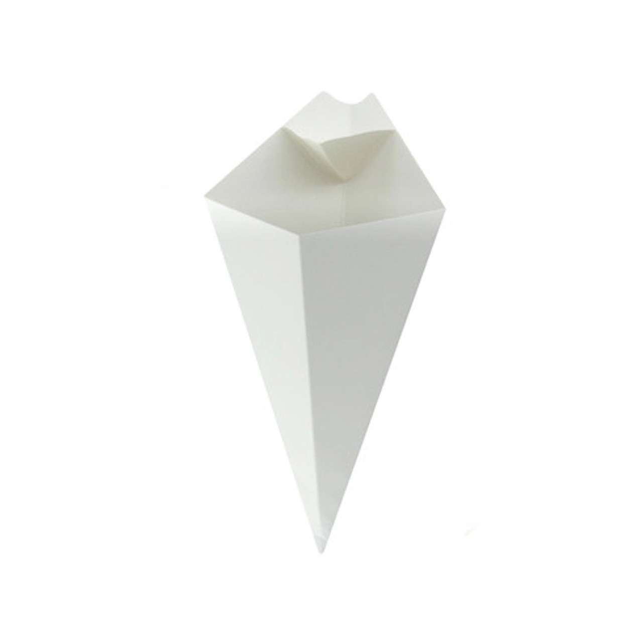 White Paper Cones with Built in Dipping Sauce Compartment 14oz L:11in W:6.5in - 25 pcs