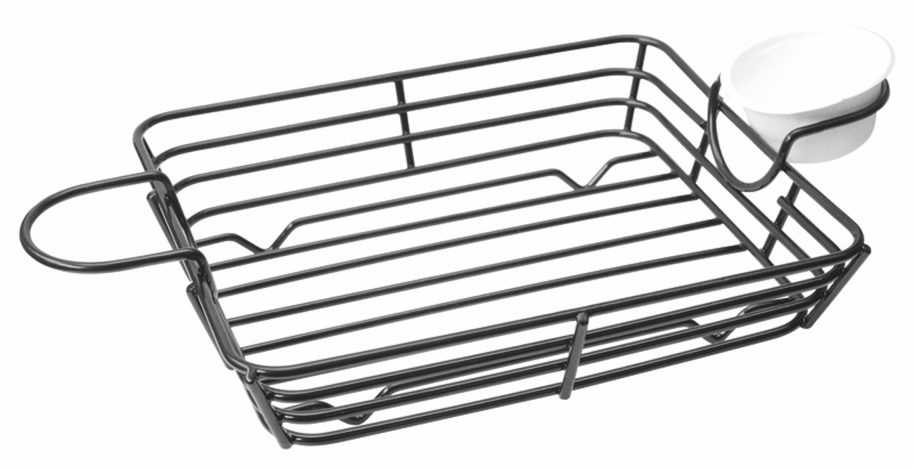 294BASKC26 Square Basket with Integrated Reusable Ramekin Holders 12.2 x 7.1 x 1.6in - 1 pcs