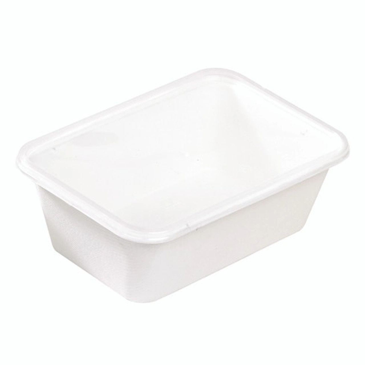 Eco Rec Rectangular White Sugarcane Salad Bowl 25oz Top:L:6.8in W:4.6in H:2.3in - 25 pcs