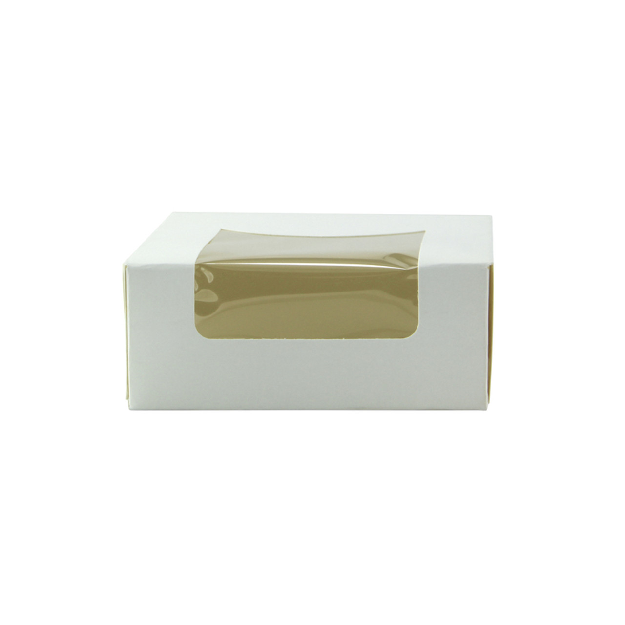 209PAT100J White Pastry Box with PET Window 3.9 x 3.9 x 1.6in - 420 pcs