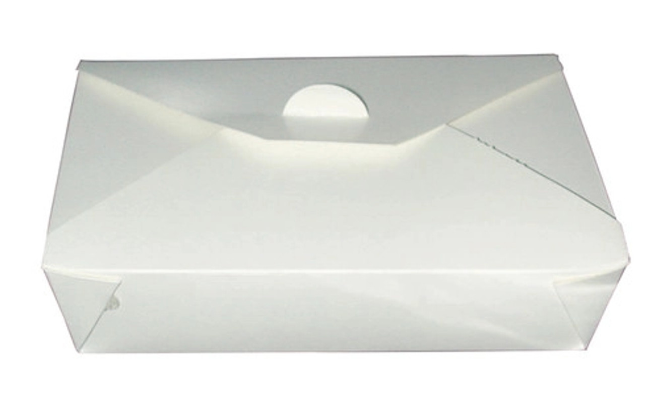 White Meal Box 50oz Base:L:7.75in W:5.5in H:2in Top:L:8.5in W:6.3in H:2in - 25 pcs