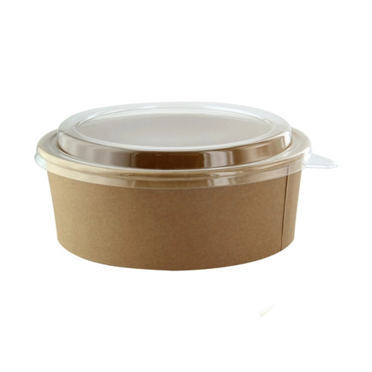 Round Kraft Salad Bucket with PET Lid Included 40oz D:7.2in H:2.6in - 25 pcs