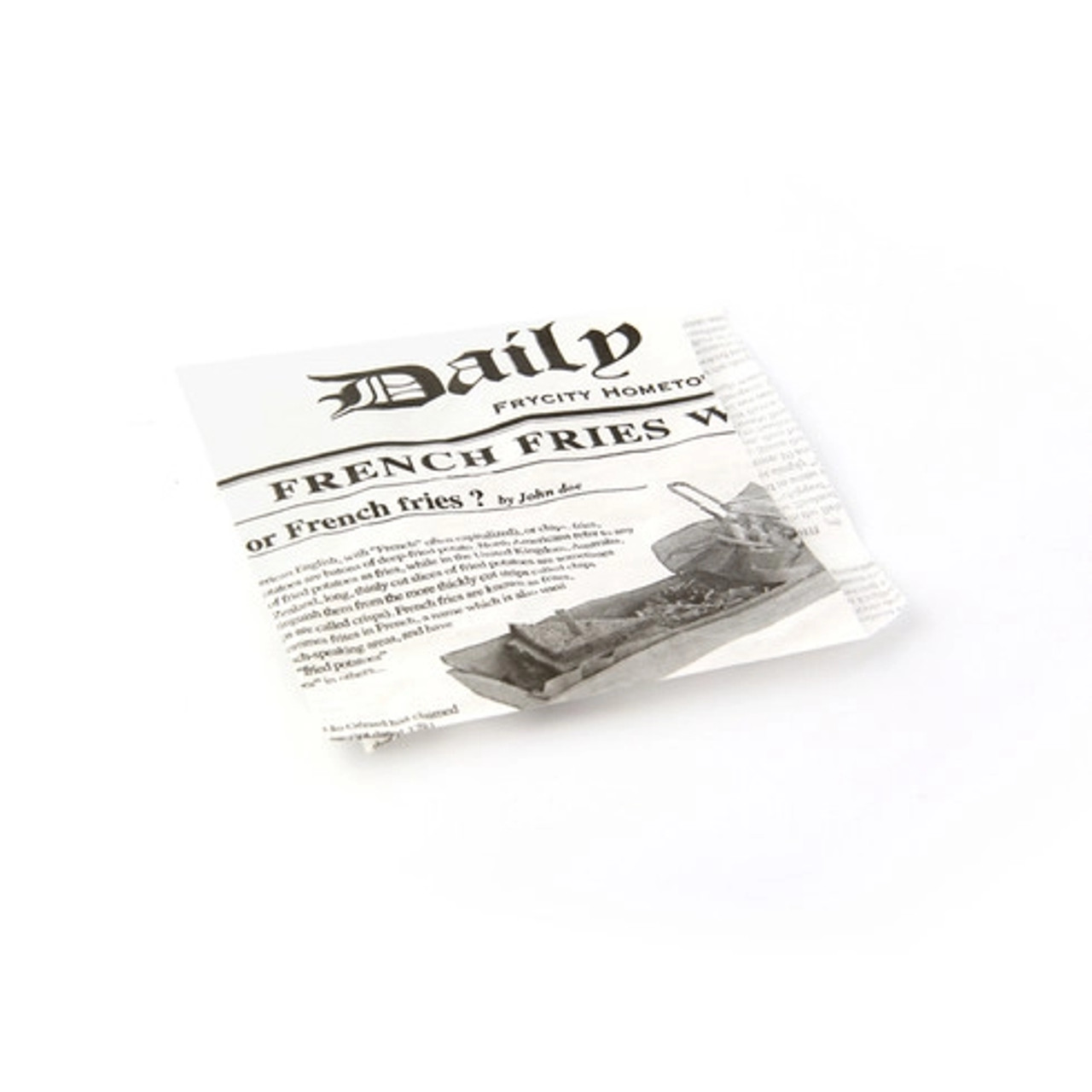 Greaseproof White Bag Opens 2 Sides with Newspaper Design L:5.1in W:5.1in - 1000 pcs