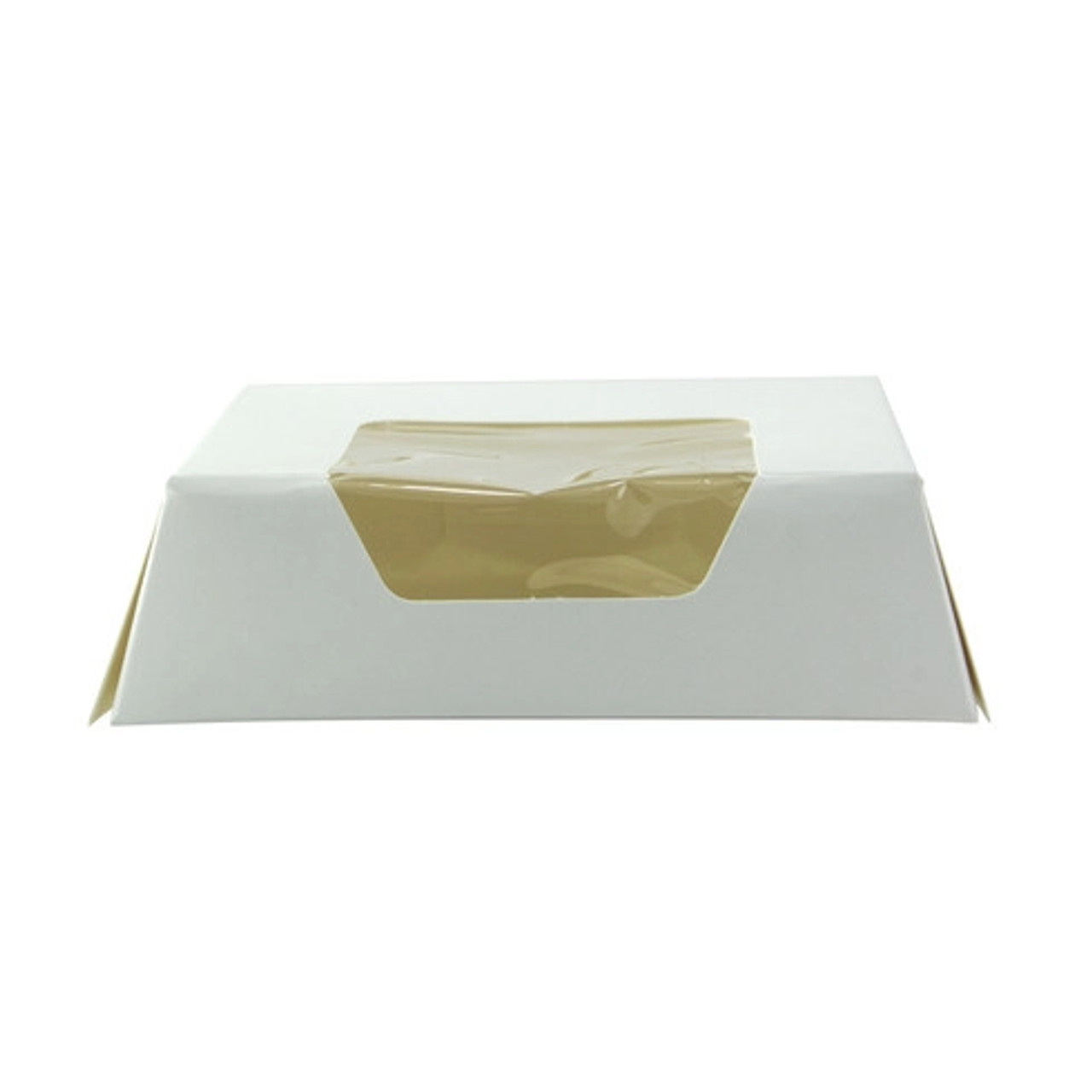 White Pastry Box with PET Window 18oz L:5.5in W:5.5in H:1.6in - 180 pcs