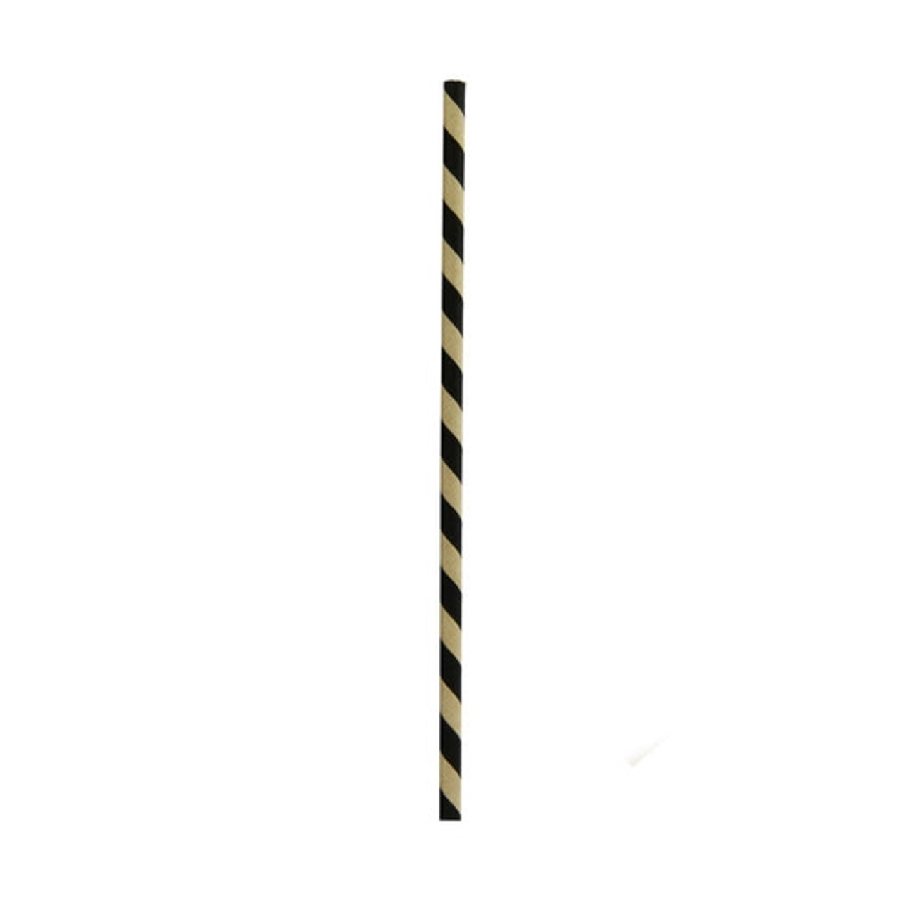 Durable Black and Kraft Paper Straws - Unwrapped D:0.2in L:7.75in - 500 pcs