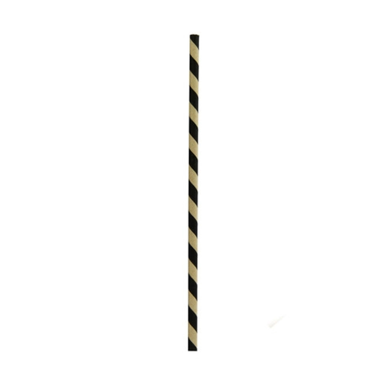 Durable Black and Kraft Paper Straws - Wrapped D:0.2in L:7.75in - 500 pcs