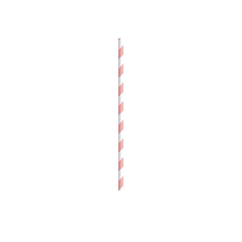 Durable Pink & White Striped Paper Straws - Wrapped D:0.2in L:7.75in - 500 pcs