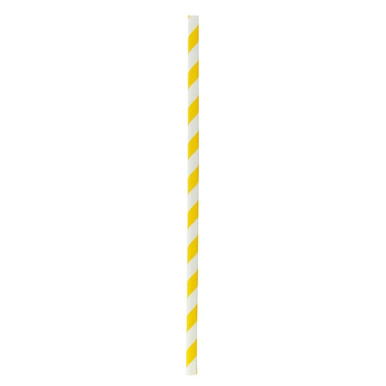 Durable Yellow & White Striped Paper Straws - Unwrapped D:0.2in L:7.75in - 500 pcs