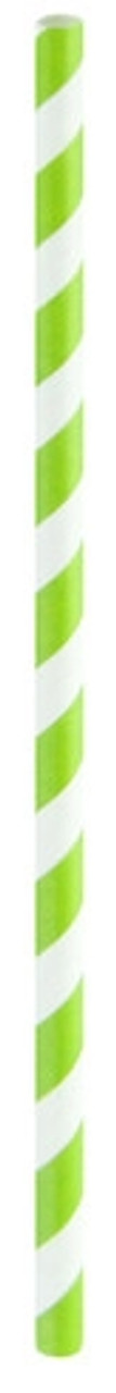 Green Striped Giant Smoothie Paper Straws Coated with Bee's Wax D:0.2in L:8.3in - 500 pcs