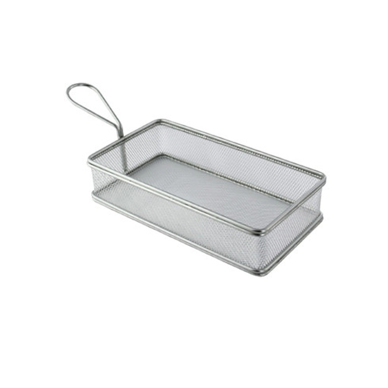 Rectangular Reusable Stainless Steel Serving Fry Basket 19oz L:8.7in W:4.7in H:1.4in - 1 pcs