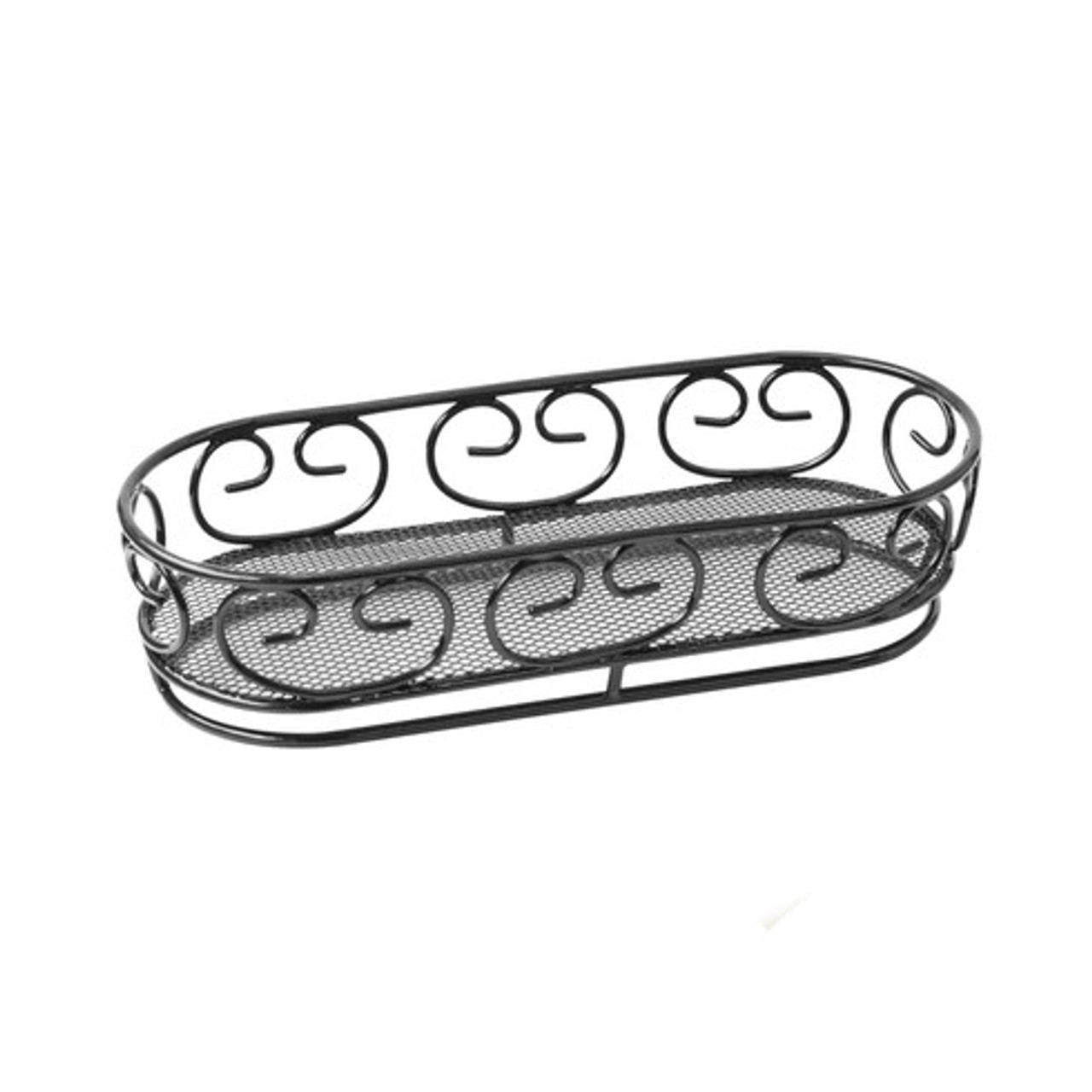 Black Reusable Steel Bread Basket L:9.2in W:3.5in H:2in - 1 pcs