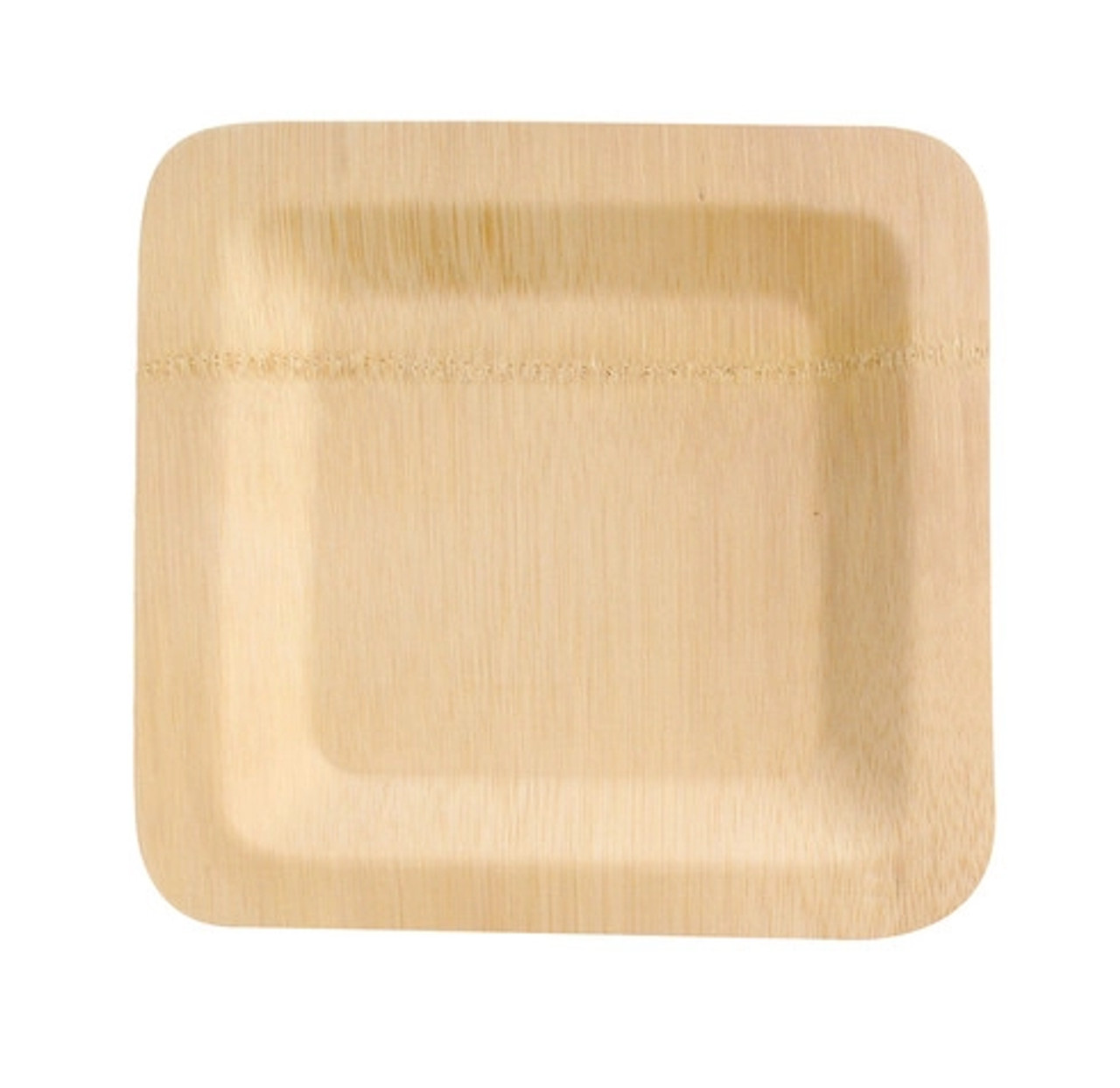 Bamboo Veneer Square Plate L:9in W:9in H:0.45in - 25 pcs