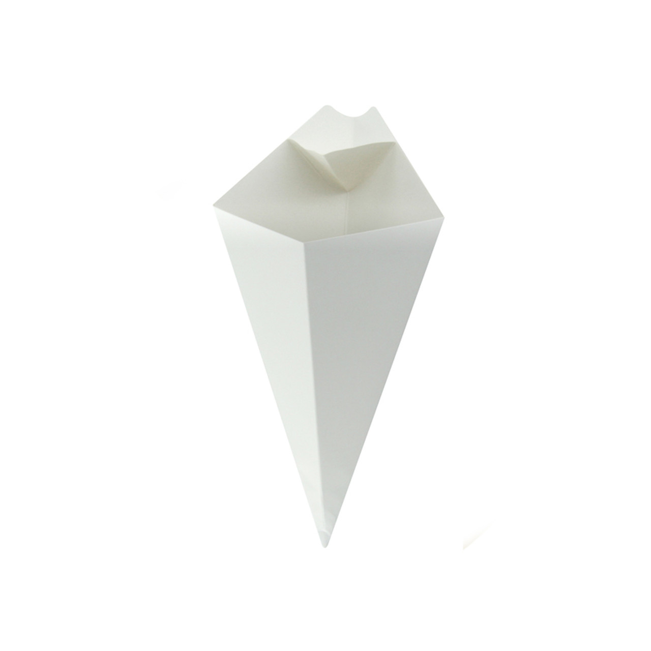 White Paper Cones with Built in Dipping Sauce Compartment - 8oz