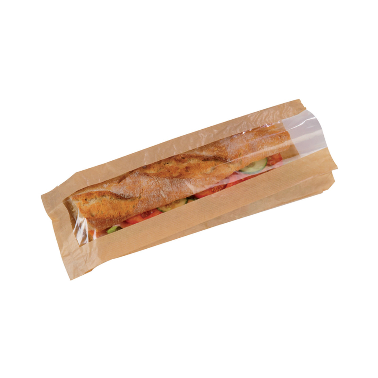 Order a Sample - Brown Sandwich Bag With Window L:13.8 x W:3.9 x H:1.6in