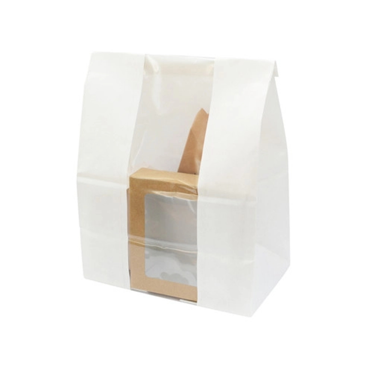 Long White SOS Bag with Window W:7.1in Gusset:4.3in H:10.4in - 125 pcs