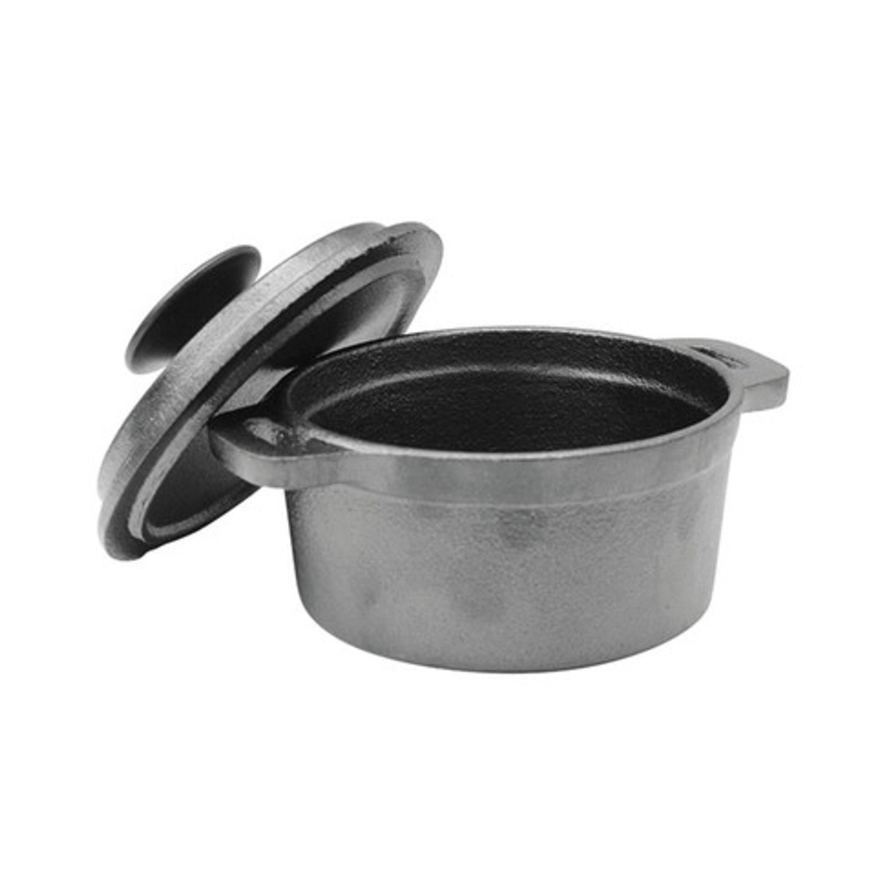 Mini Reusable Round Cast Iron Casserole with Lid 8 oz D:4in - 1 pcs