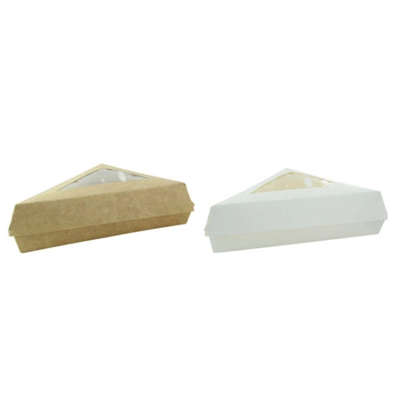 Kraft Slice Box with PE Window Lid 12oz L:6.6in W:6.6in H:5.1in - 50 pcs