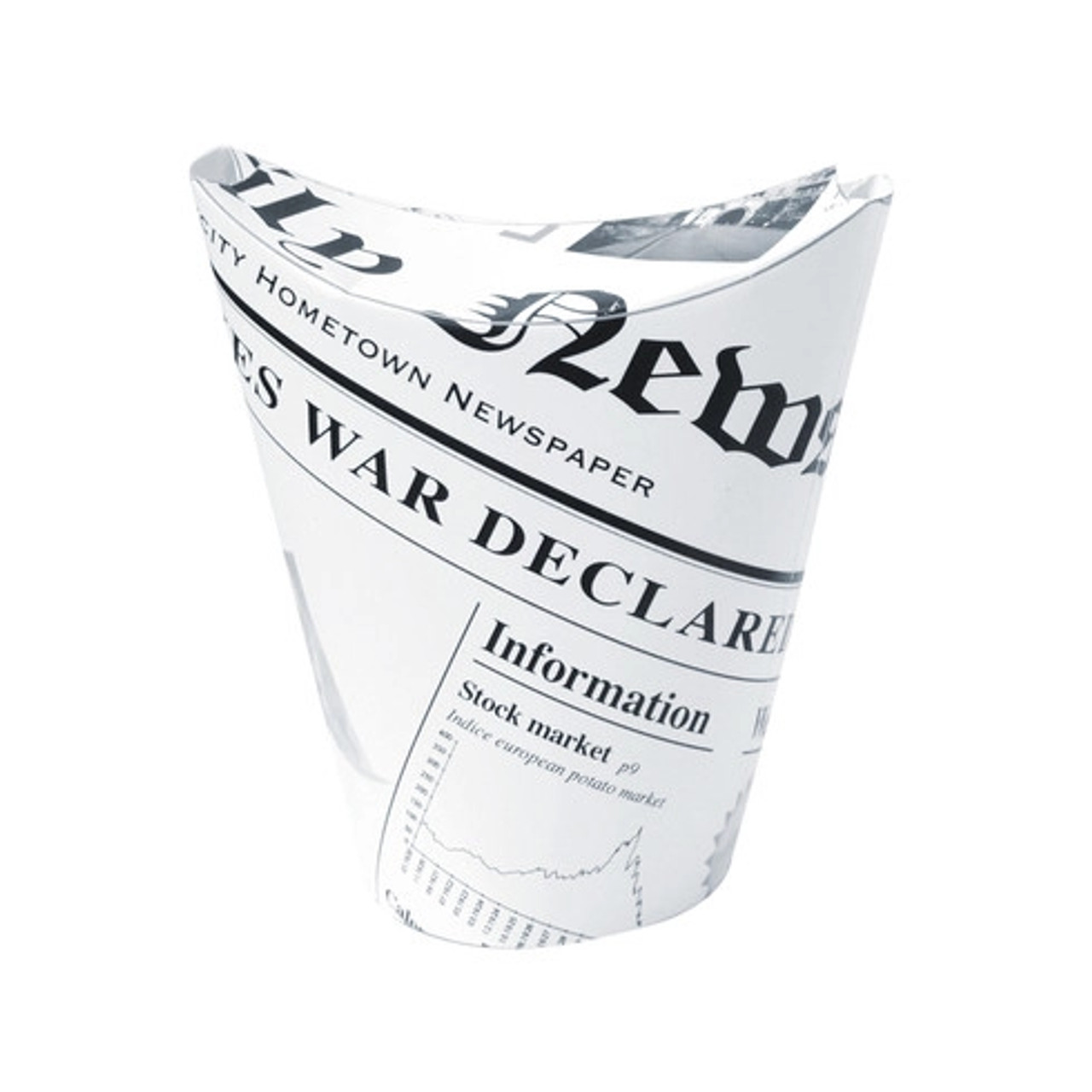 HAPPY FRIES Newsprint Closable Perforated Snack Cup 9oz D:2.36in H:4.7in - 50 pcs