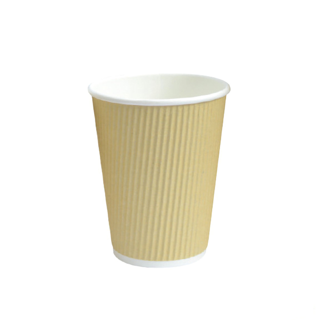 Rippled Beige Cup 10oz D:3.5in H:4in - 40 pcs - BioandChic