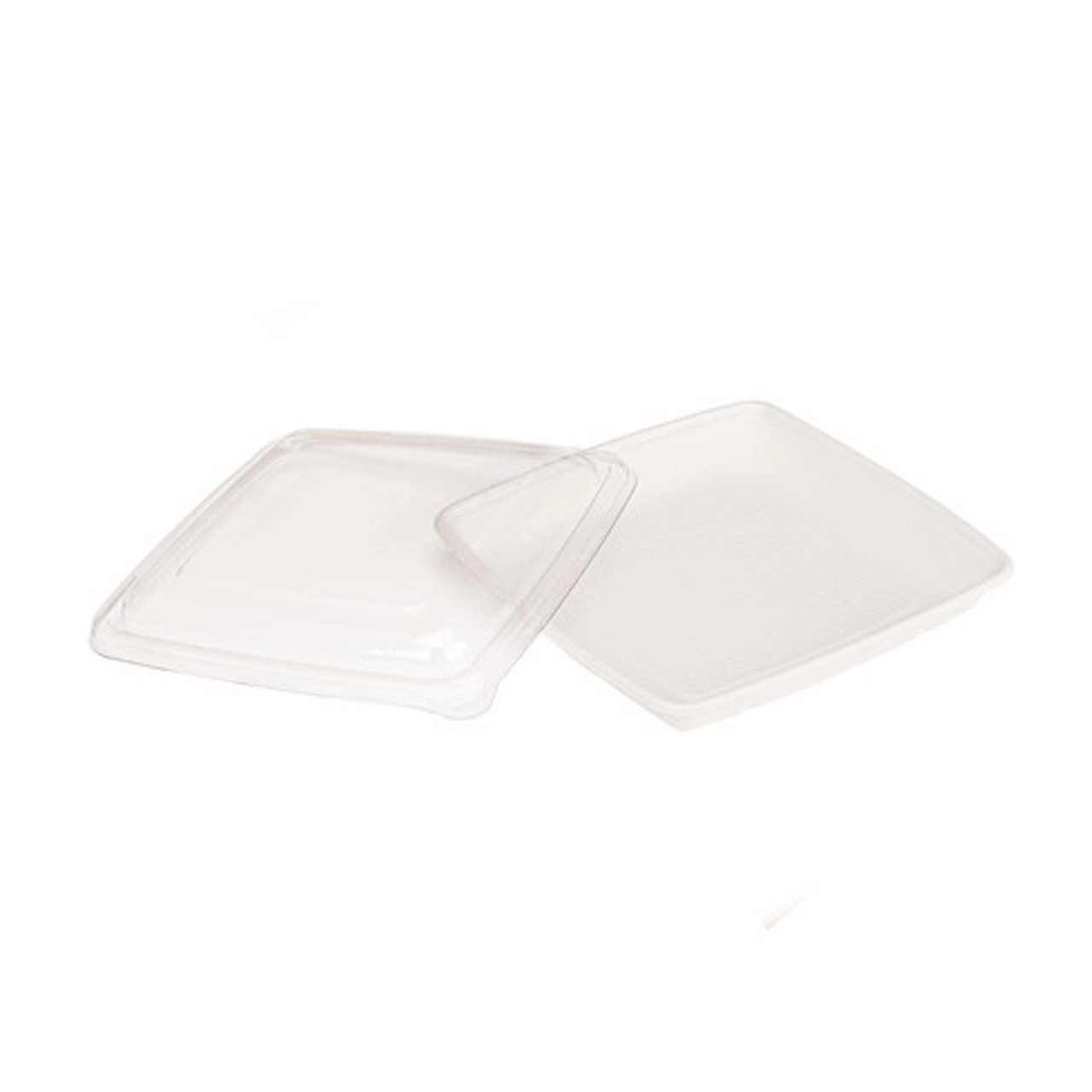 Square White Sugarcane Plate 34oz L:9.25in W:9.25in H:1.1in - 25 pcs