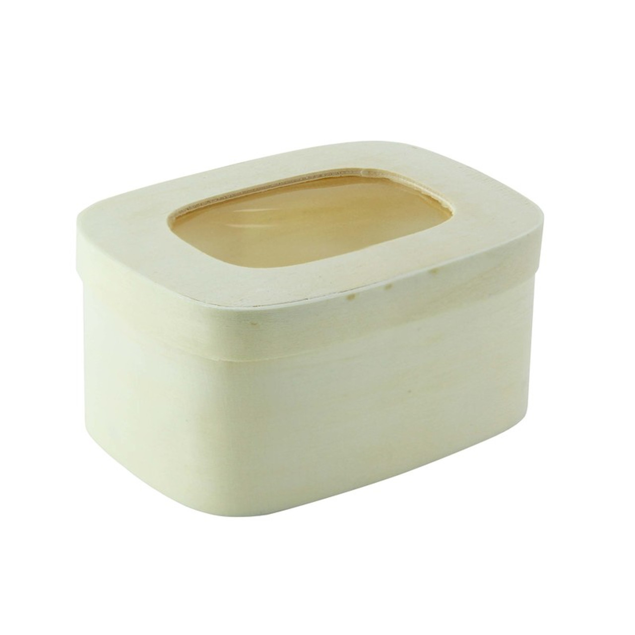 Rectangular Wood Box with Window Lid 8oz L:4.3in W:3in H:2in - 100 pcs