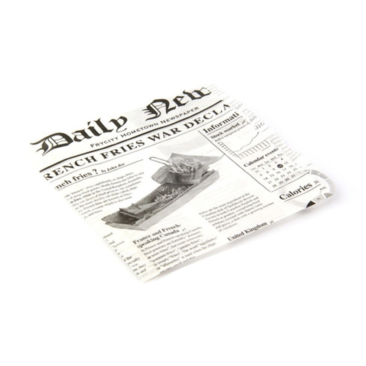 Greaseproof White Bag Opens 2 Sides with Newspaper Design L:6.8in W:6.8in - 1000 pcs