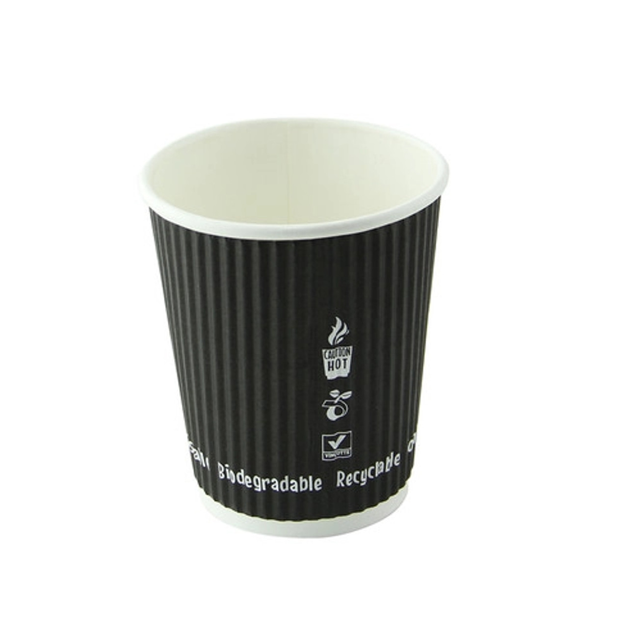 Compostable Rippled Black Cup 8oz D:3.1 H:3.6in - 40 pcs