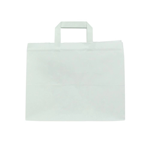 White paper carrier bag W:12.6in Gusset:8.66in H:9.45in