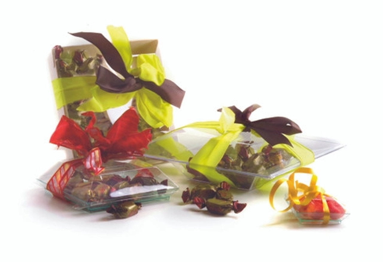 Klarity Square Mini Transparent Green Dish 3.5oz L:4in W:4in H:0.64in - 25 pcs