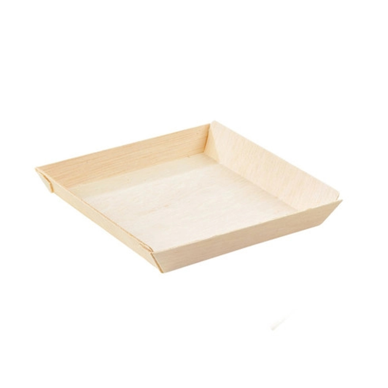 Square Samurai Wooden Dish 8oz L:5.2in W:5.2in H:0.79in - 100 pcs