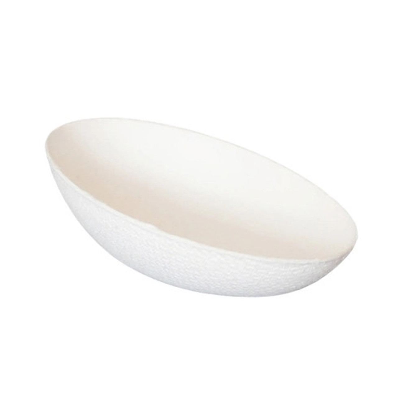 Egg Shaped White Sugarcane Dish 1oz L:3.5in W:2in H:0.95in - 12 pcs