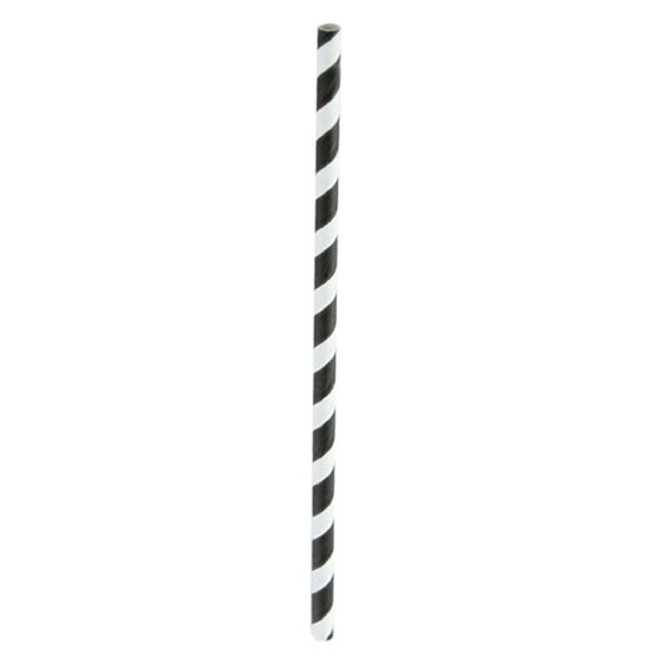 Black Striped Paper Straws D:0.23in L:8.3in - 25 pcs