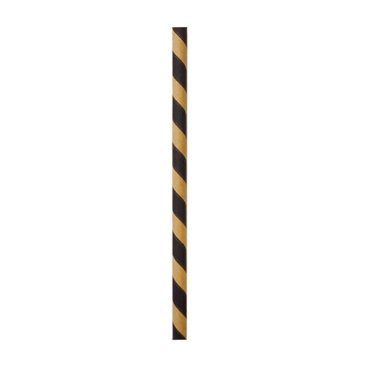 Black and Kraft Striped Paper Straws D:0.23in L:8.3in - 25 pcs