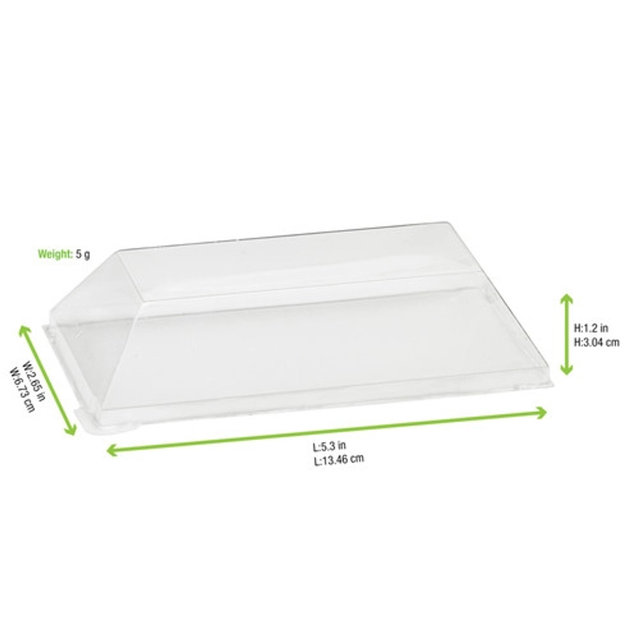 Clear PET Lid for 210SAMBQ65 L:5.11in W:2.55in H:0.78in - 100 pcs