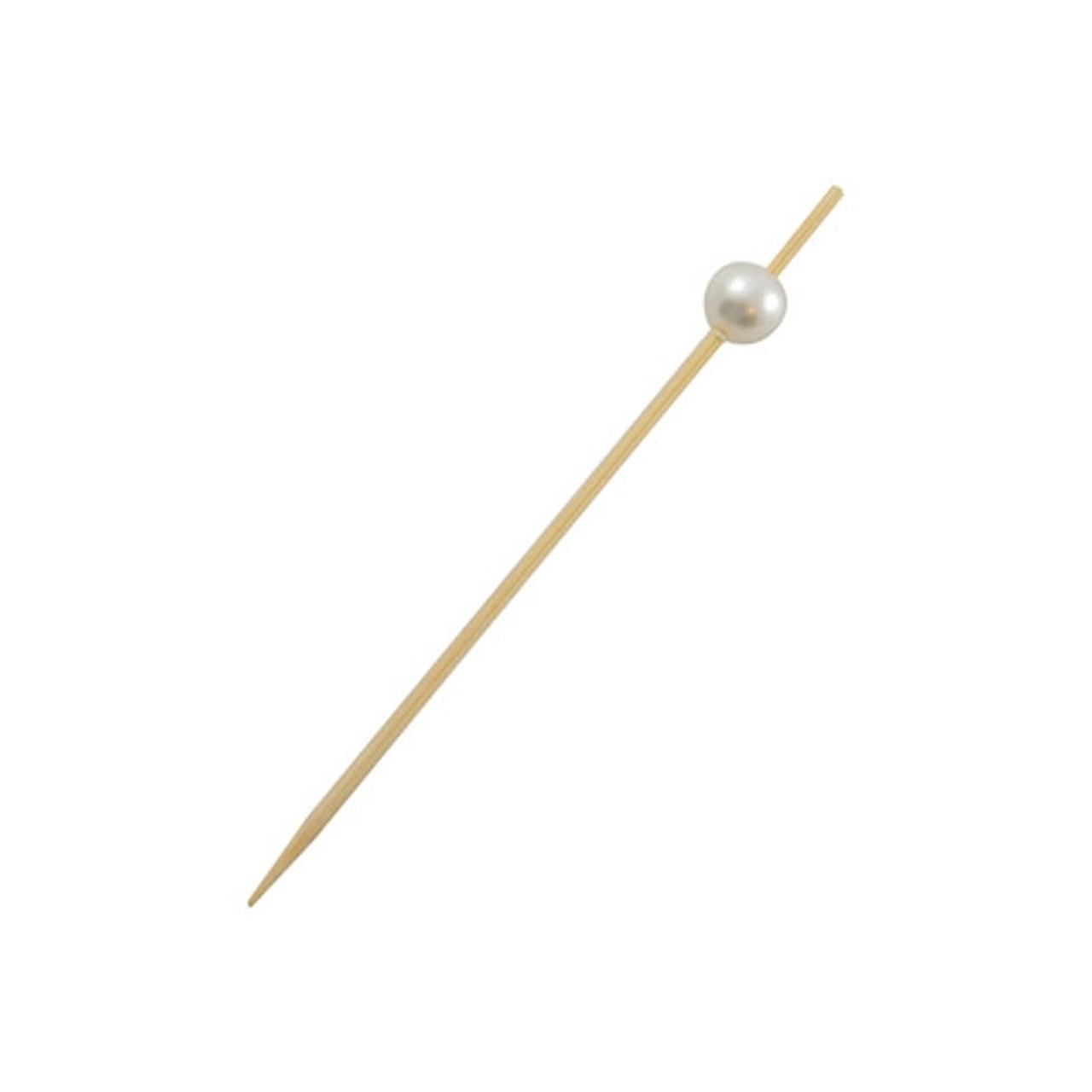 Bamboo Picks with While Pearl L:3.5in - 25 pcs