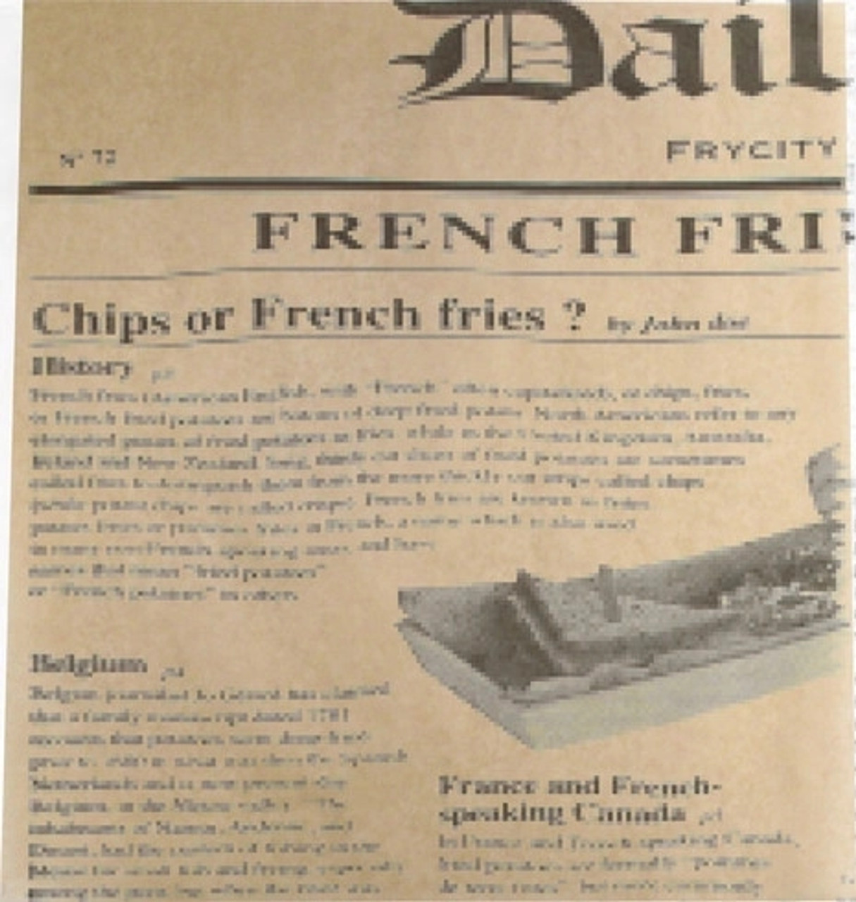 Greaseproof Kraft Paper with Newsprint Design L:15.7in W:15in - 500 pcs