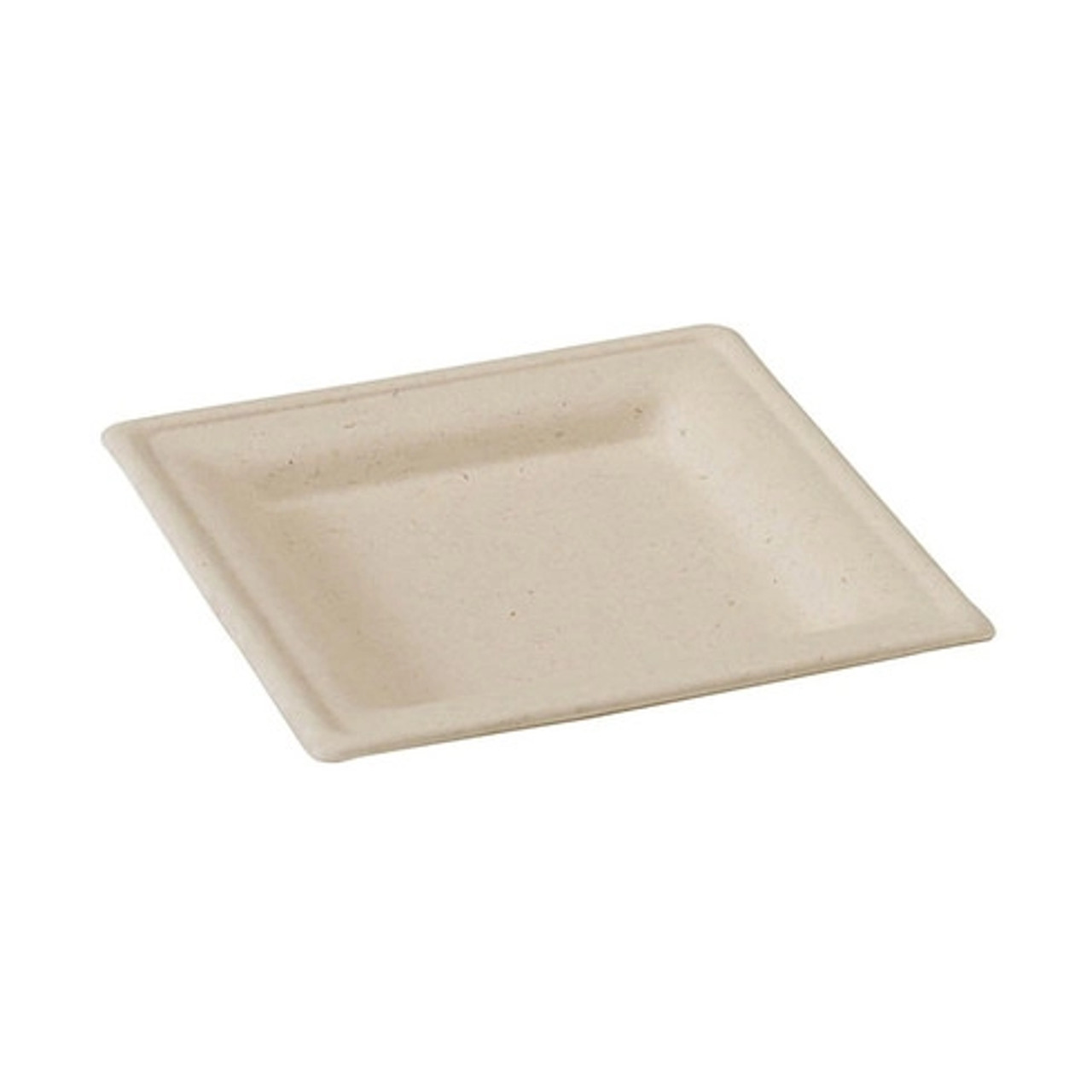 Square Brown Sugarcane Plate L:10.2in W:10.2in H:0.75in - 125 pcs