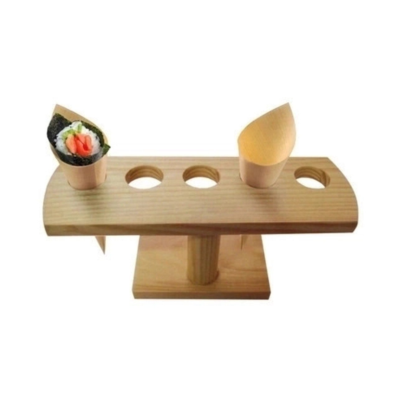 5 Holes Bamboo Cone and Temaki Display D:0.8in 9.2 x 3.1 x 3.7in - 1 pcs